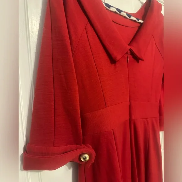 Vintage Milly of New York Red Dress with Gold Chain Accent - Picture 5 of 8